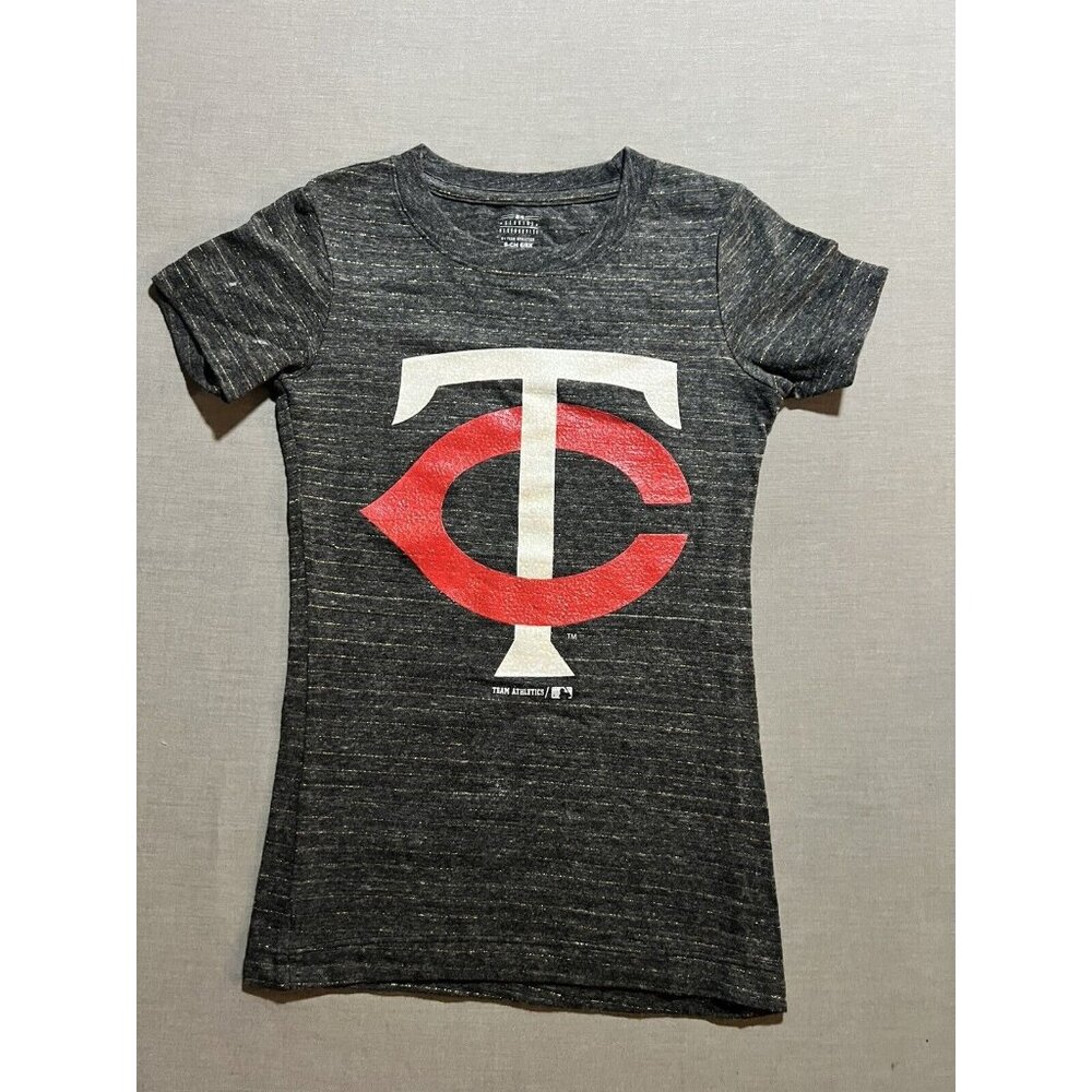 Minnesota Twins Shirt Girls Small Gray Logo Short Sleeve Top Tee Youth NWOT.